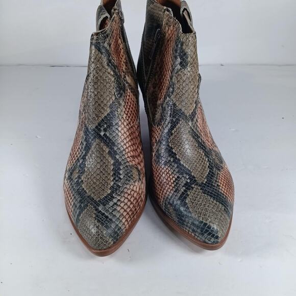 Frye Reina Womens Multi Taupe Snakeskin Leather Western Cowgirl Bootie Size 7.5M - Picture 5 of 6